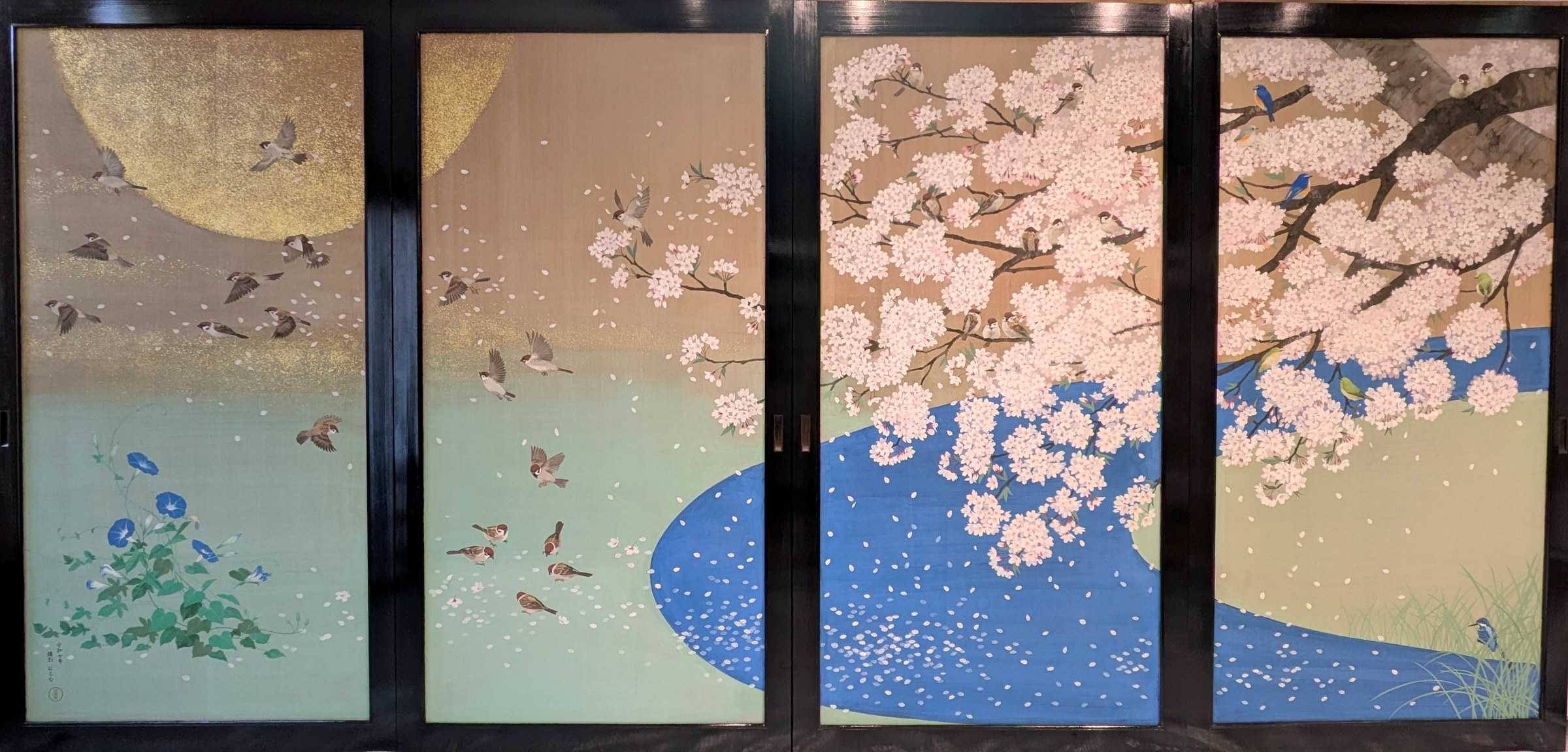綿引はるな《桜花小禽図》全体