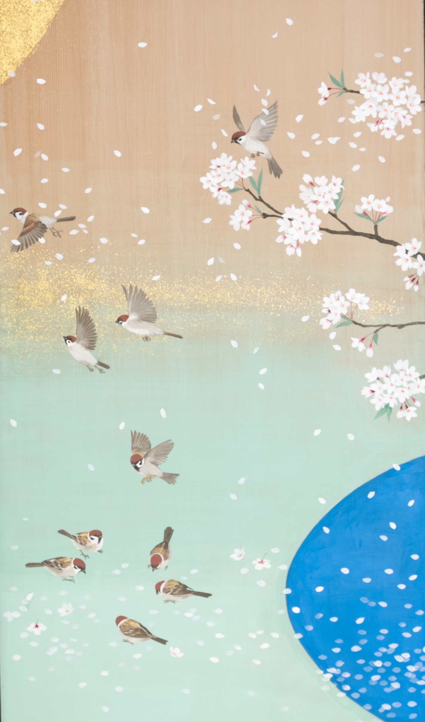 桜花小禽図 部分 2