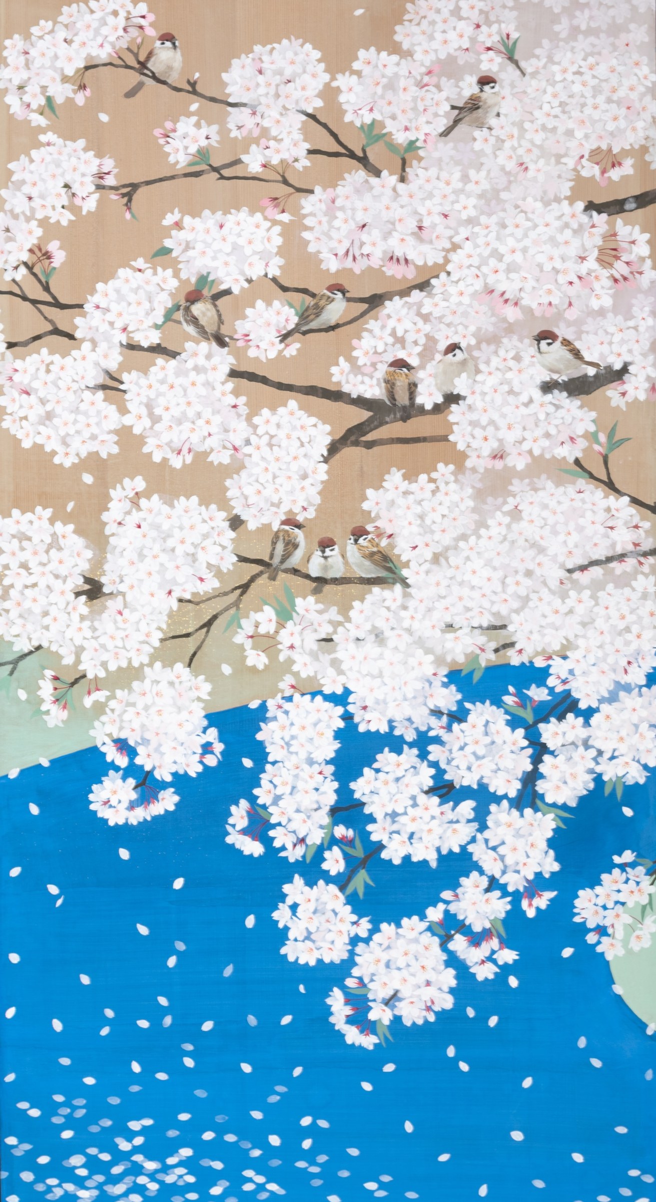 桜花小禽図 部分 3